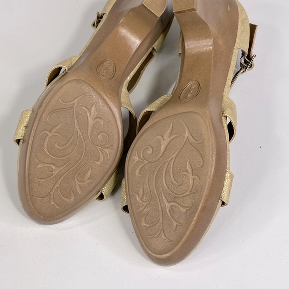 AVENUE Chrissy Vegan Leather Strappy Heels Gold-9W - Picture 7 of 9